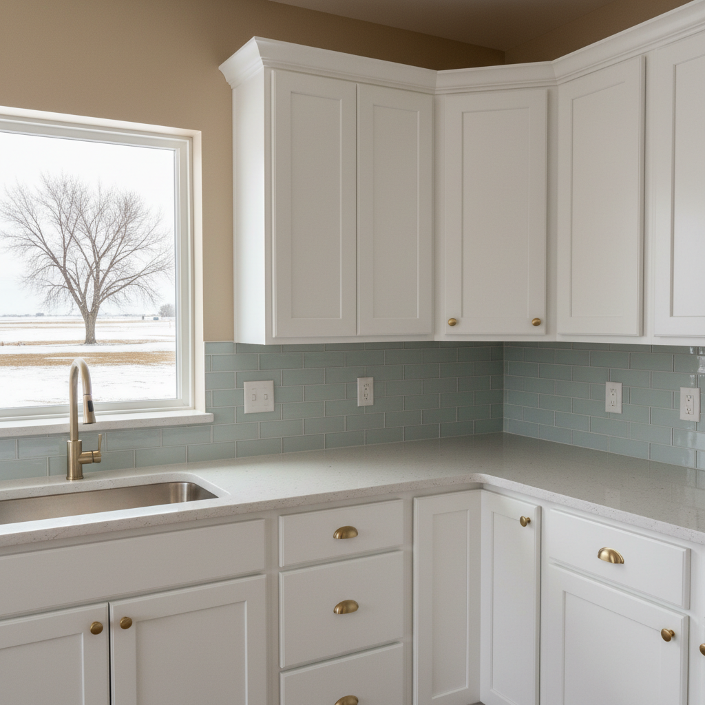 Completed cabinet painting work at a residential property in Fargo, ND