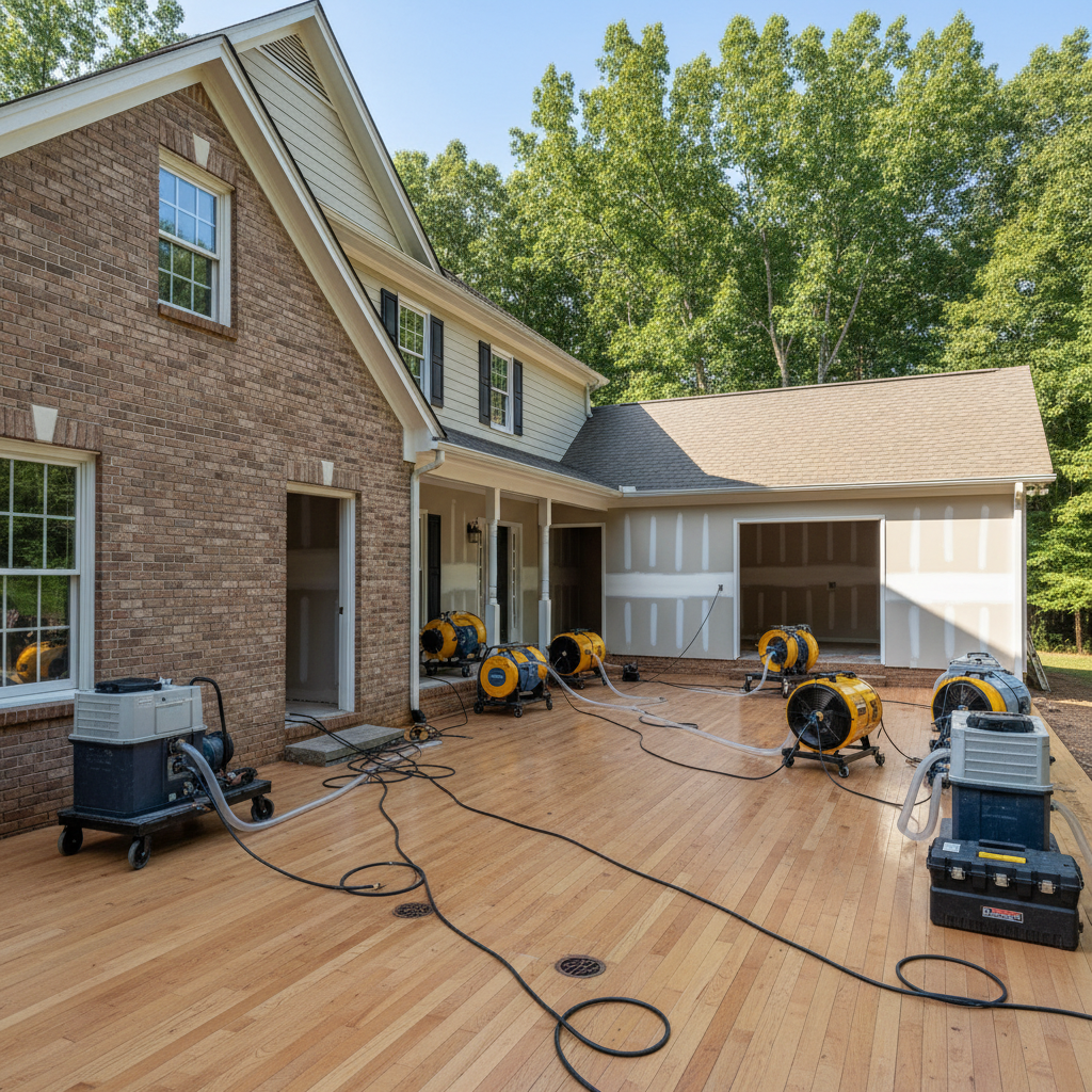 Completed structural drying work at a residential property in Eastover, NC