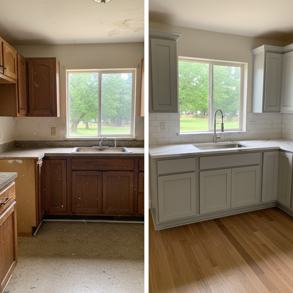 Completed cabinet installation work at a residential property in Broken Arrow, OK