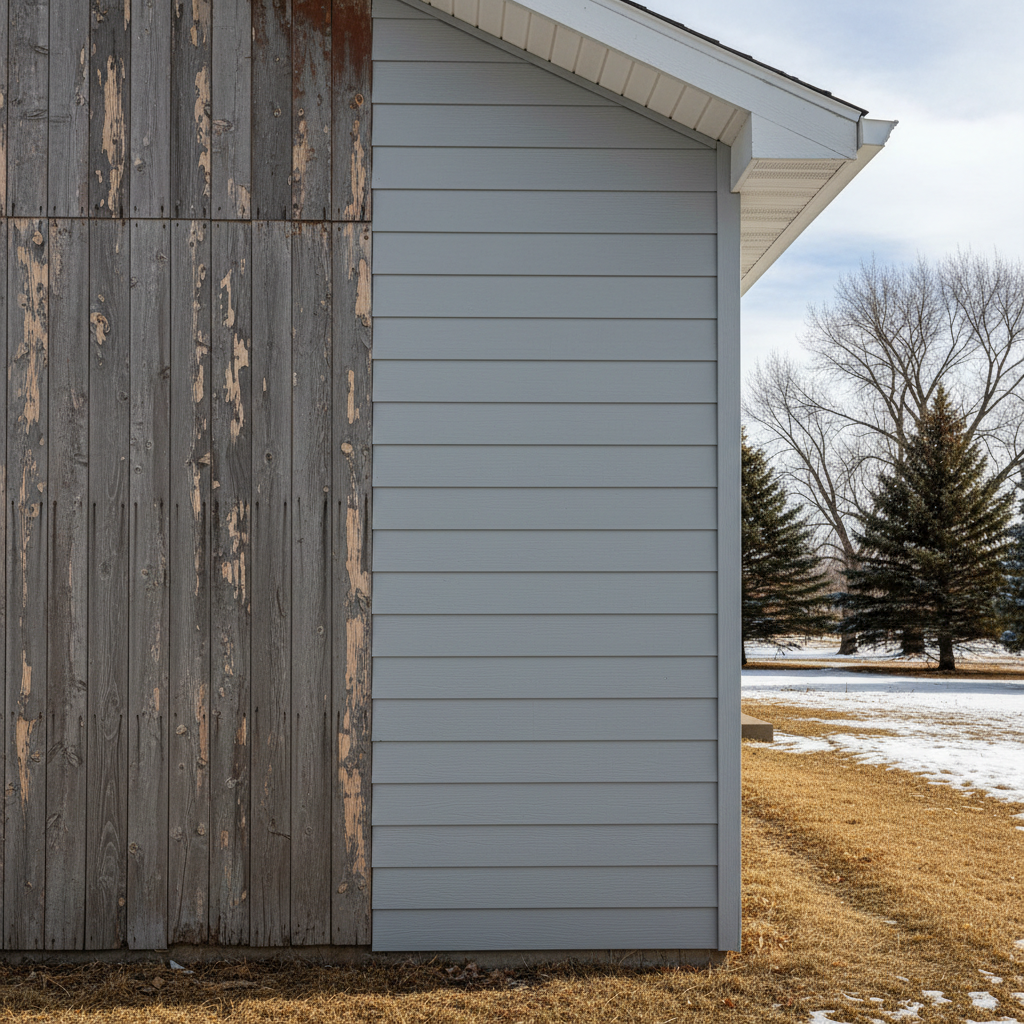 Completed cement siding work at a residential property in Fargo, ND