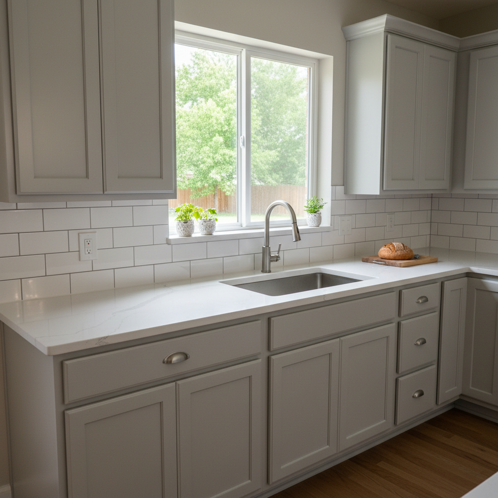 Completed countertop installation work at a residential property in Broken Arrow, OK
