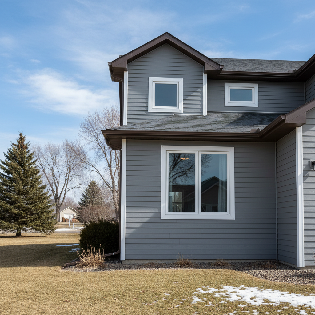 Completed vinyl siding installation work at a residential property in Fargo, ND