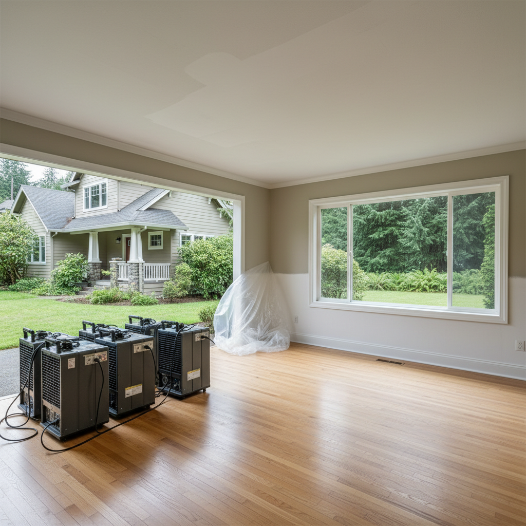 Completed emergency water cleanup work at a residential property in Canby, OR