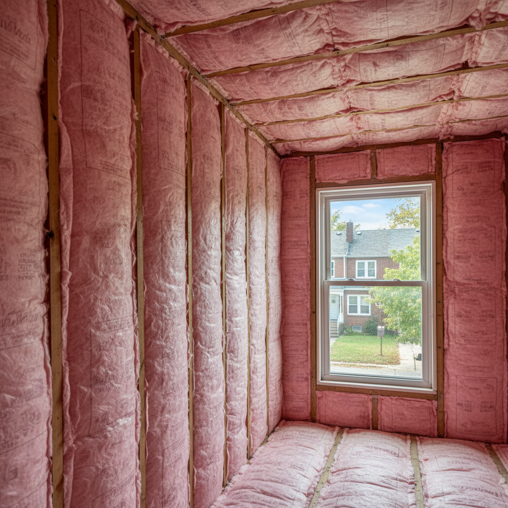 Completed batt insulation installation work at a residential property in Philadelphia, PA