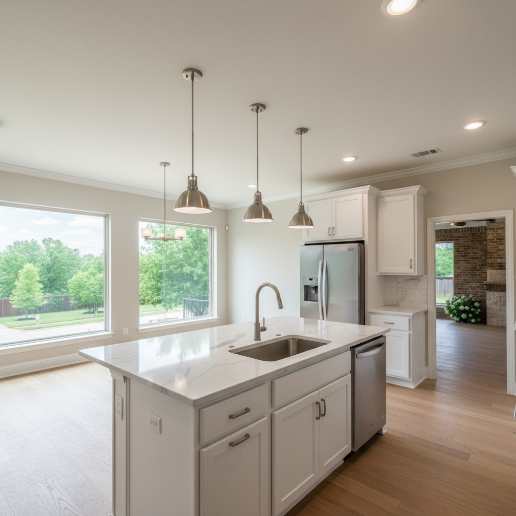 Completed kitchen island installation work at a residential property in Broken Arrow, OK
