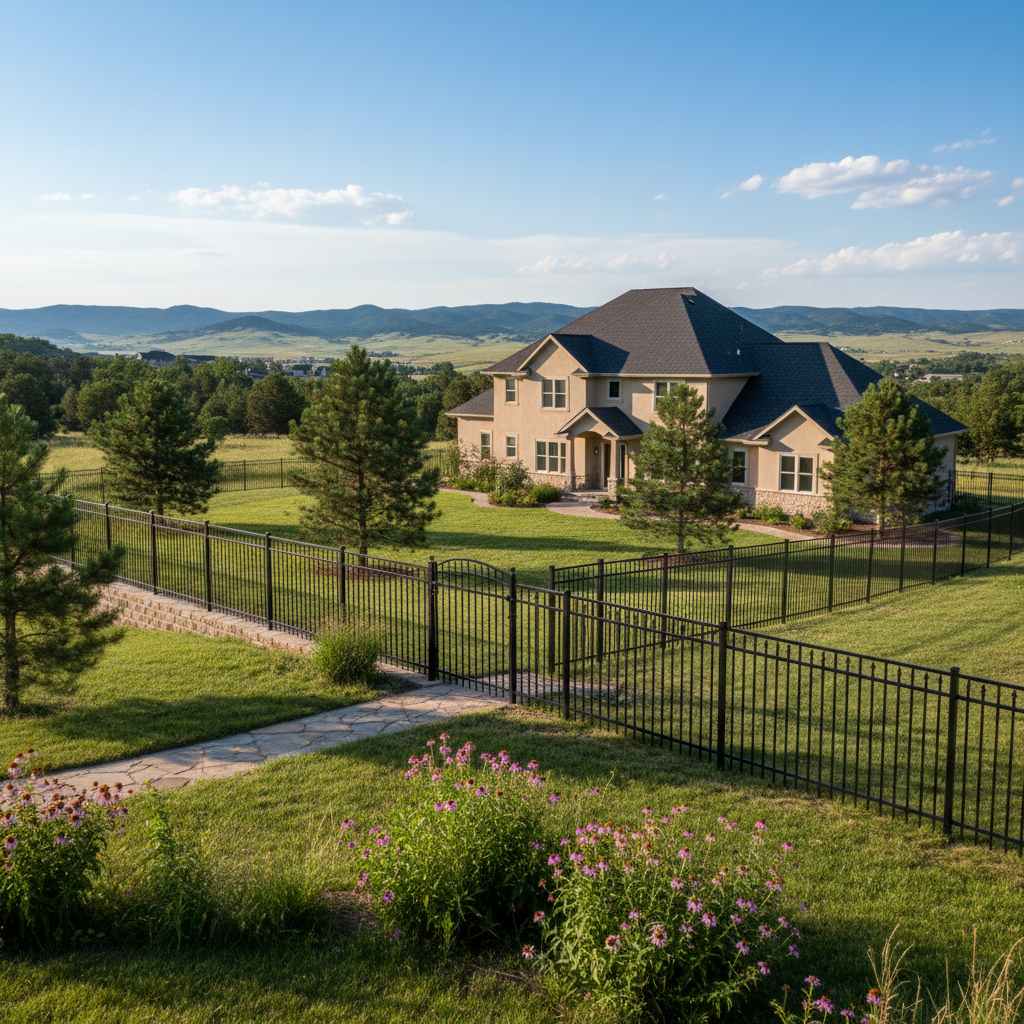 Completed ornamental iron fencing work at a residential property in Rapid City, SD