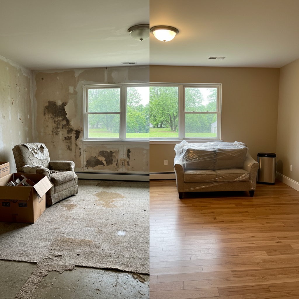 Completed content pack-out and restoration work at a residential property in Pittsburgh, PA
