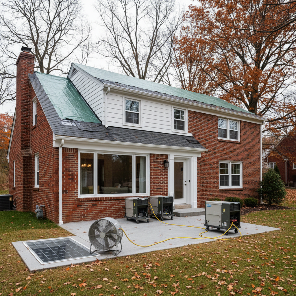 Completed structural drying work at a residential property in Pittsburgh, PA