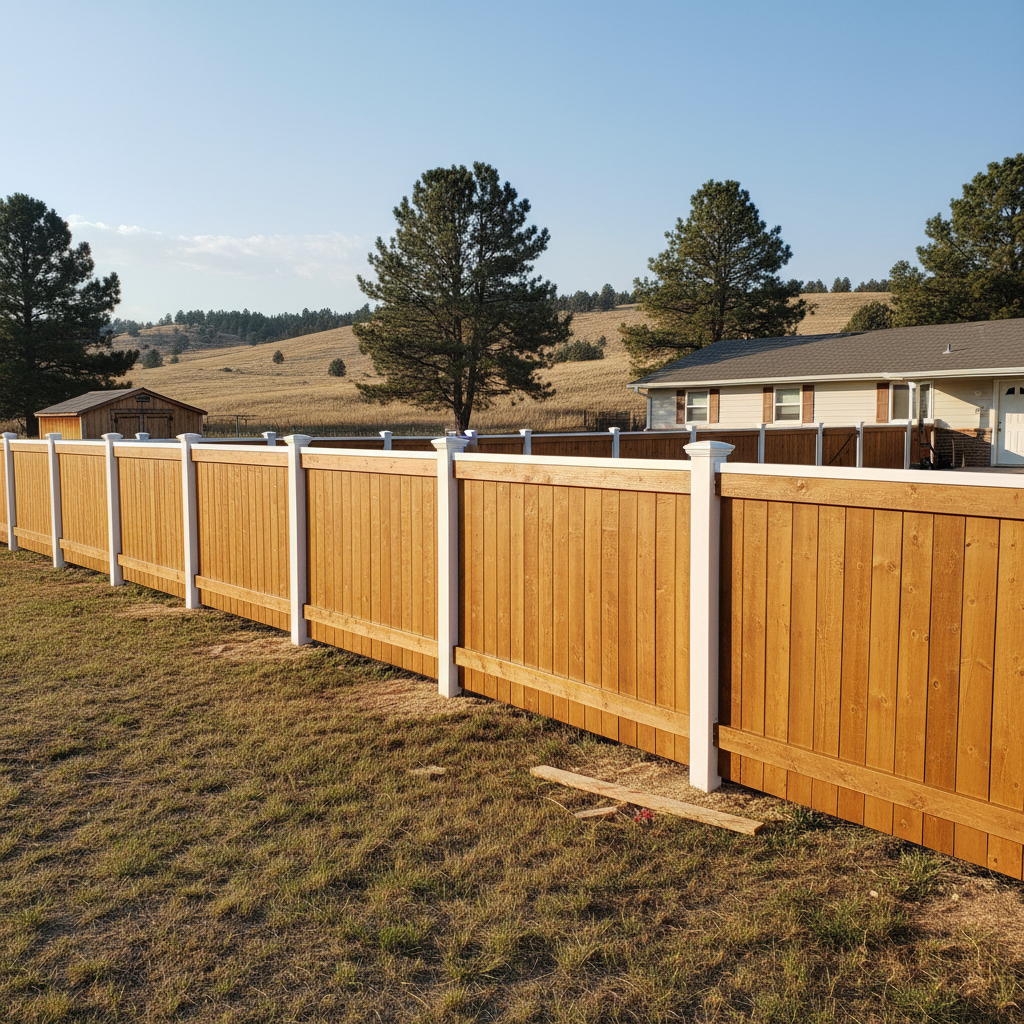 Completed fence staining and painting work at a residential property in Sturgis, SD