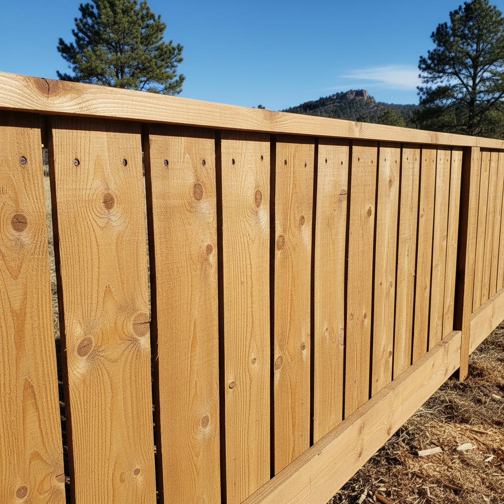 Completed wood fence installation work at a residential property in Sturgis, SD