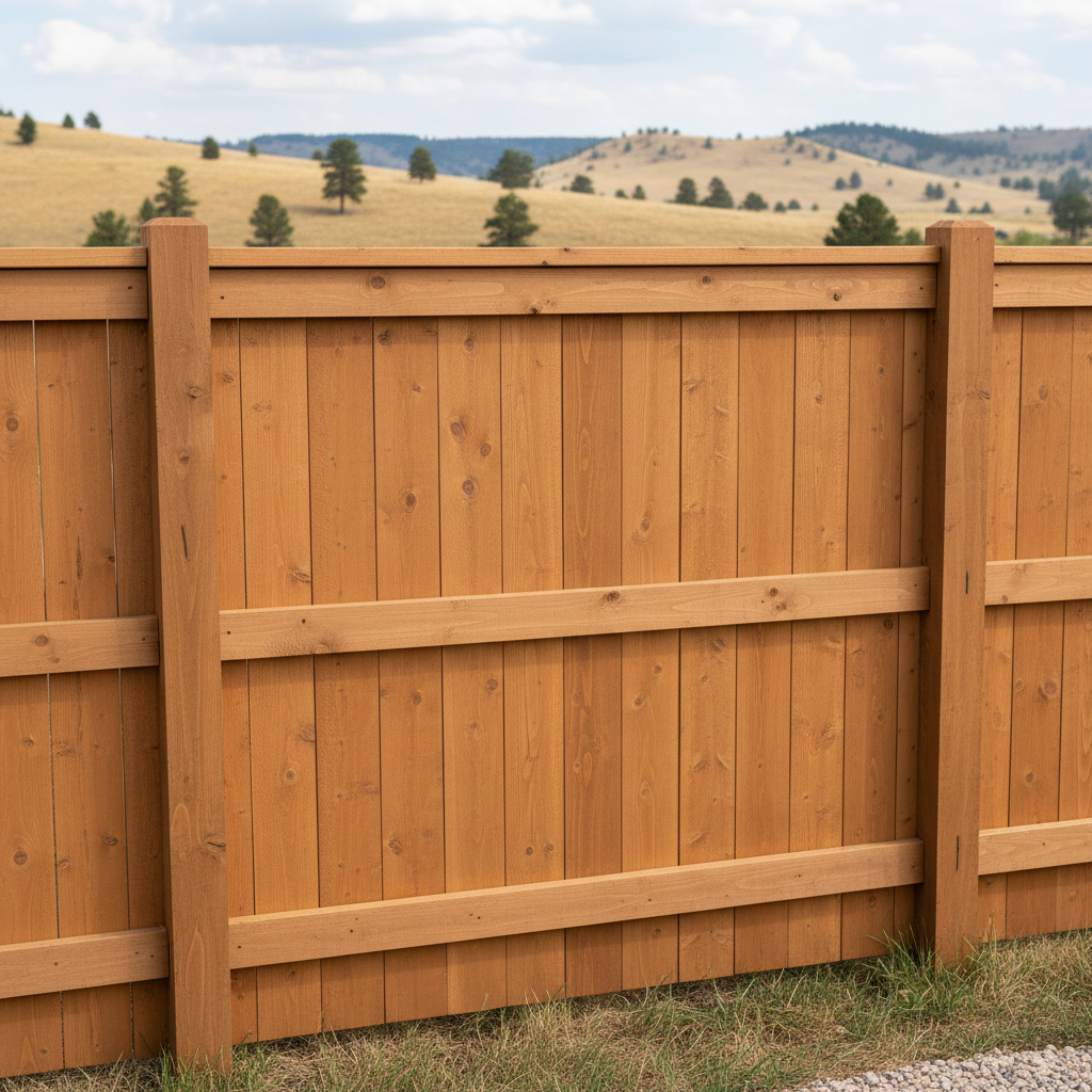 Completed wood fence installation work at a residential property in Spearfish, SD