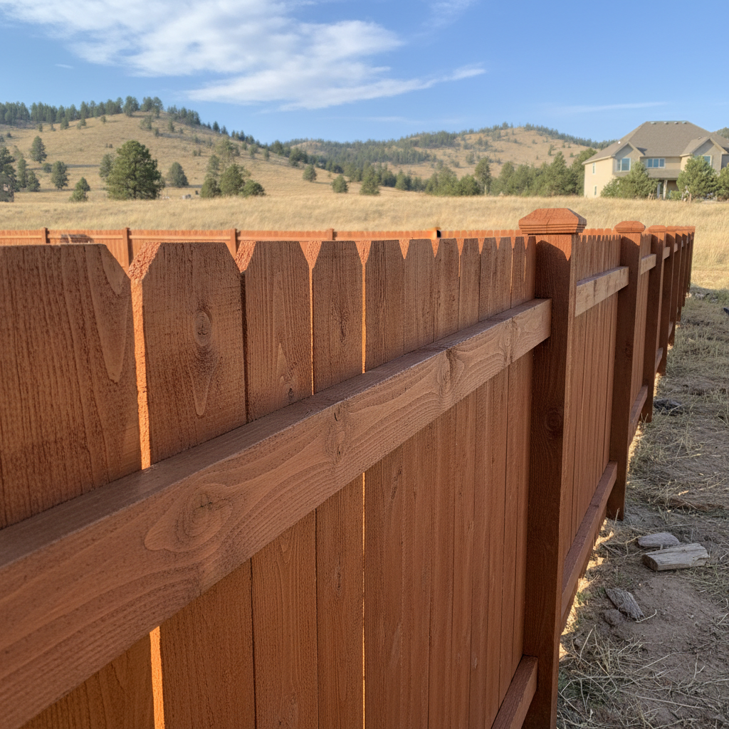 Completed fence staining and painting work at a residential property in Sturgis, SD