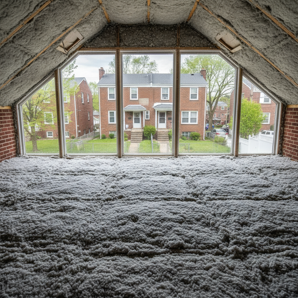 Completed blown-in insulation work at a residential property in Philadelphia, PA