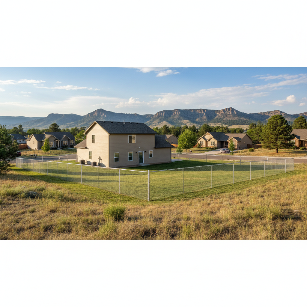 Completed chain link fence installation work at a residential property in Rapid City, SD