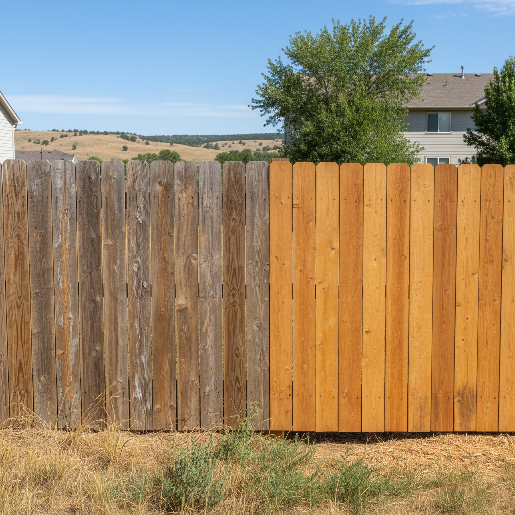 Completed fence repair work at a residential property in Rapid City, SD