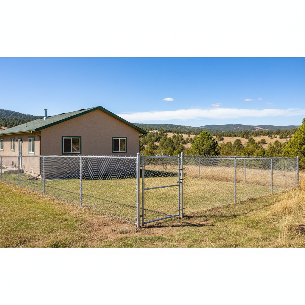 Completed chain link fence installation work at a residential property in Spearfish, SD