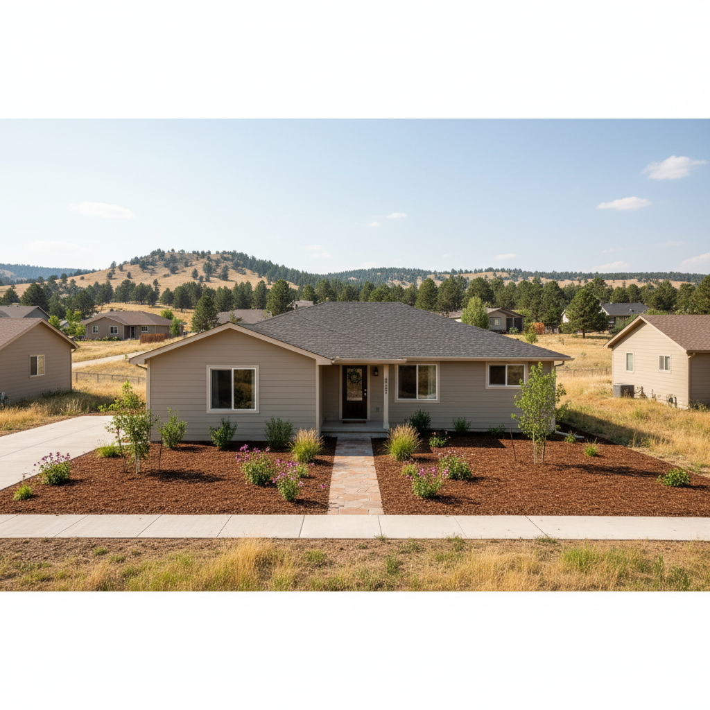 Completed mulch installation work at a residential property in Rapid City, SD