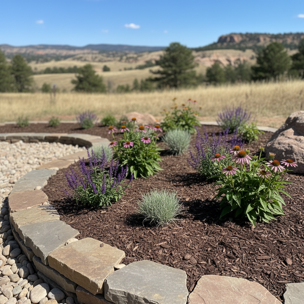 Completed planting and bed design work at a residential property in Rapid City, SD