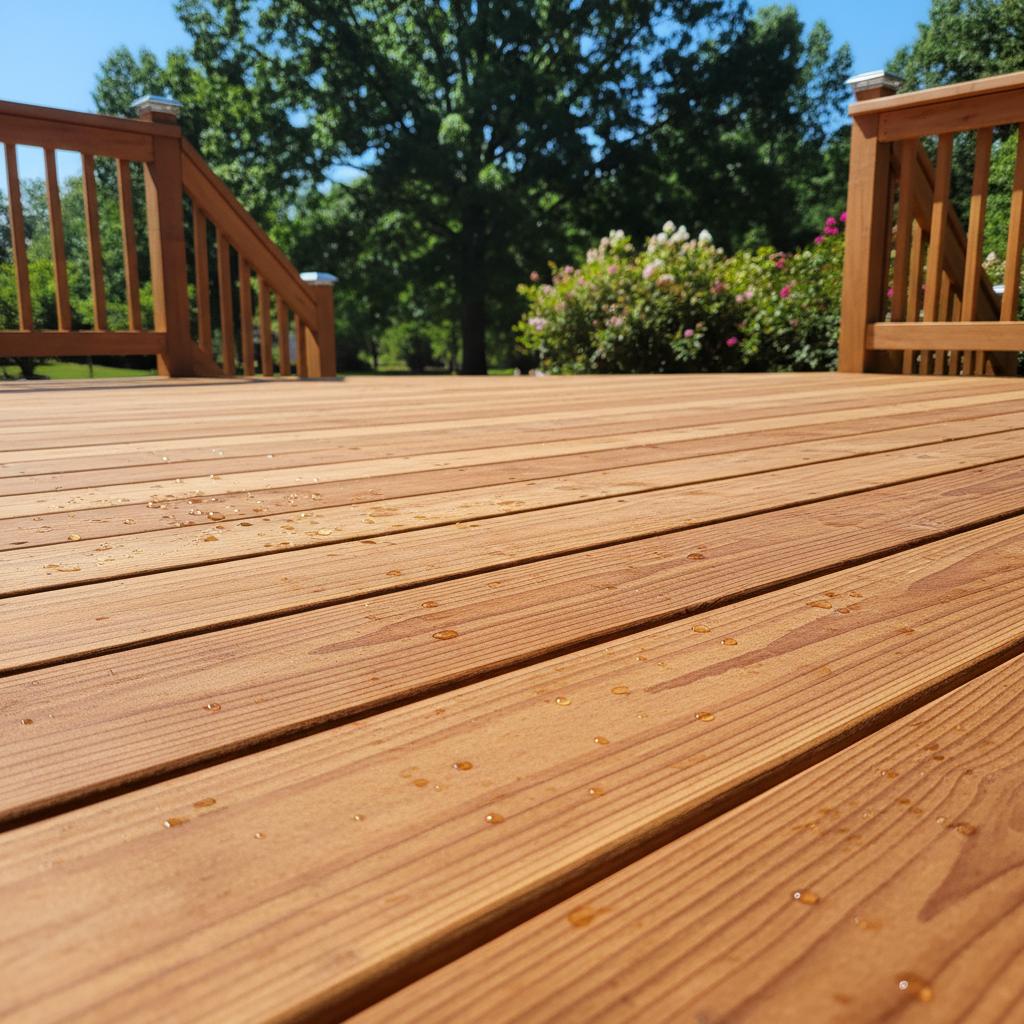 Completed deck construction work at a residential property in Rockford, TN