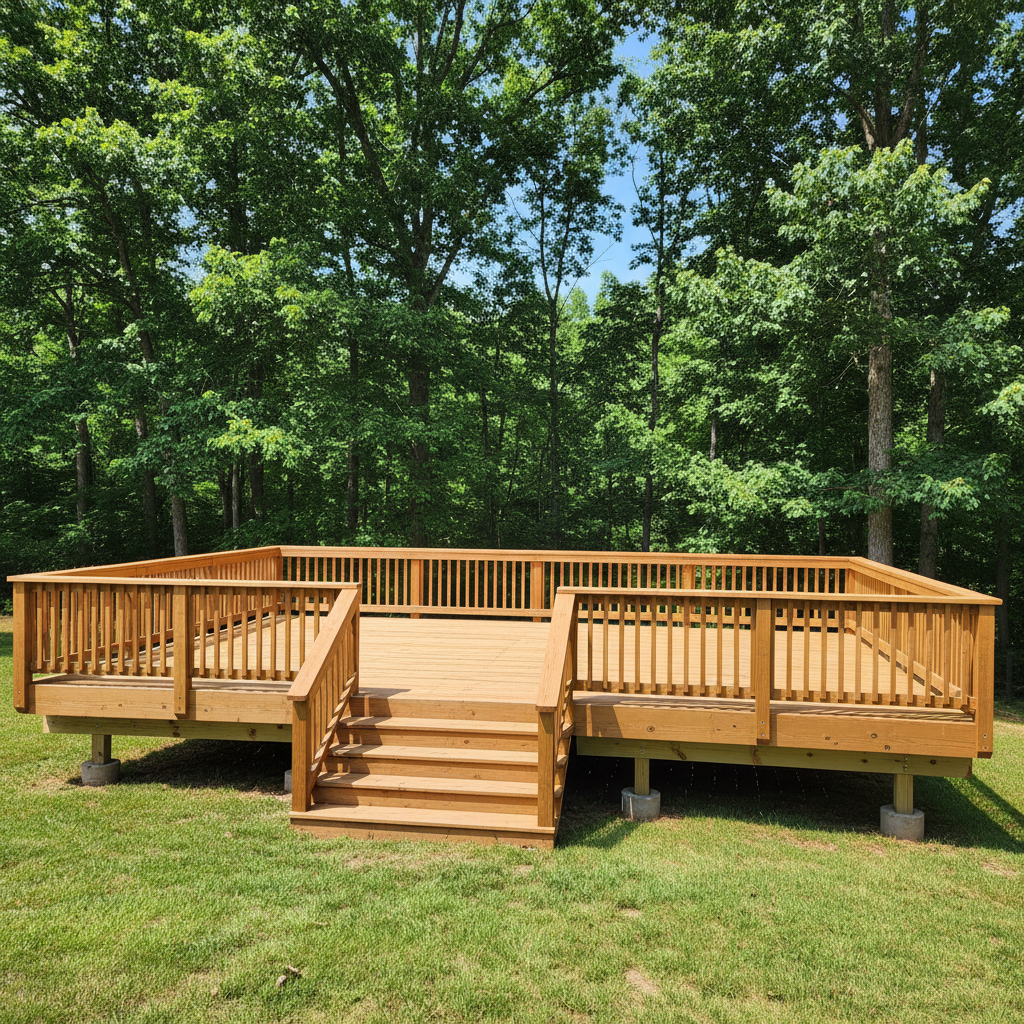 Completed deck construction work at a residential property in Rockford, TN