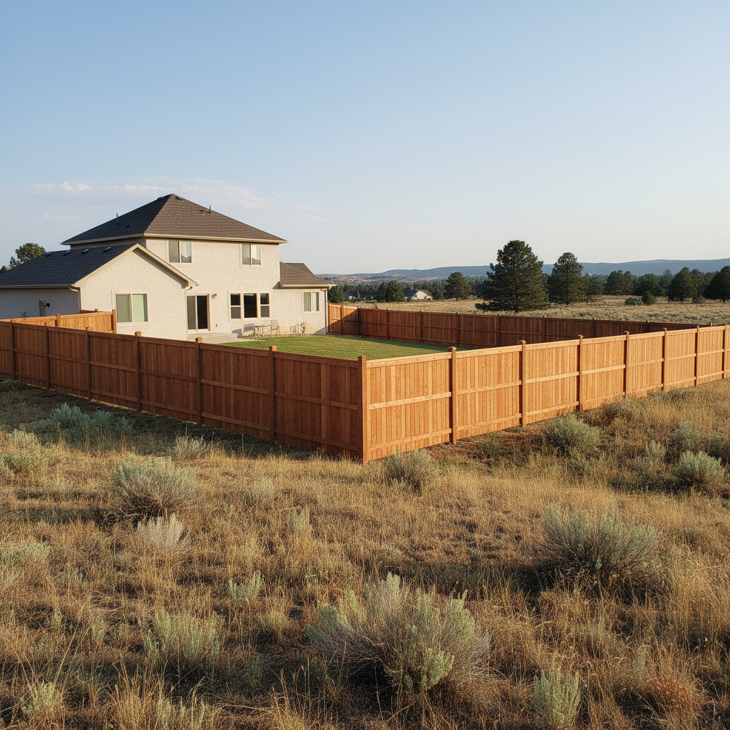 Completed wood fence installation work at a residential property in Rapid City, SD