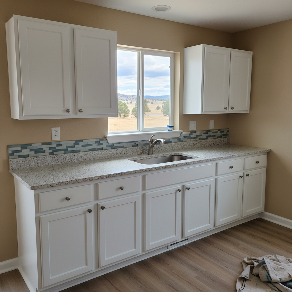Completed cabinet painting work at a residential property in Rapid City, SD