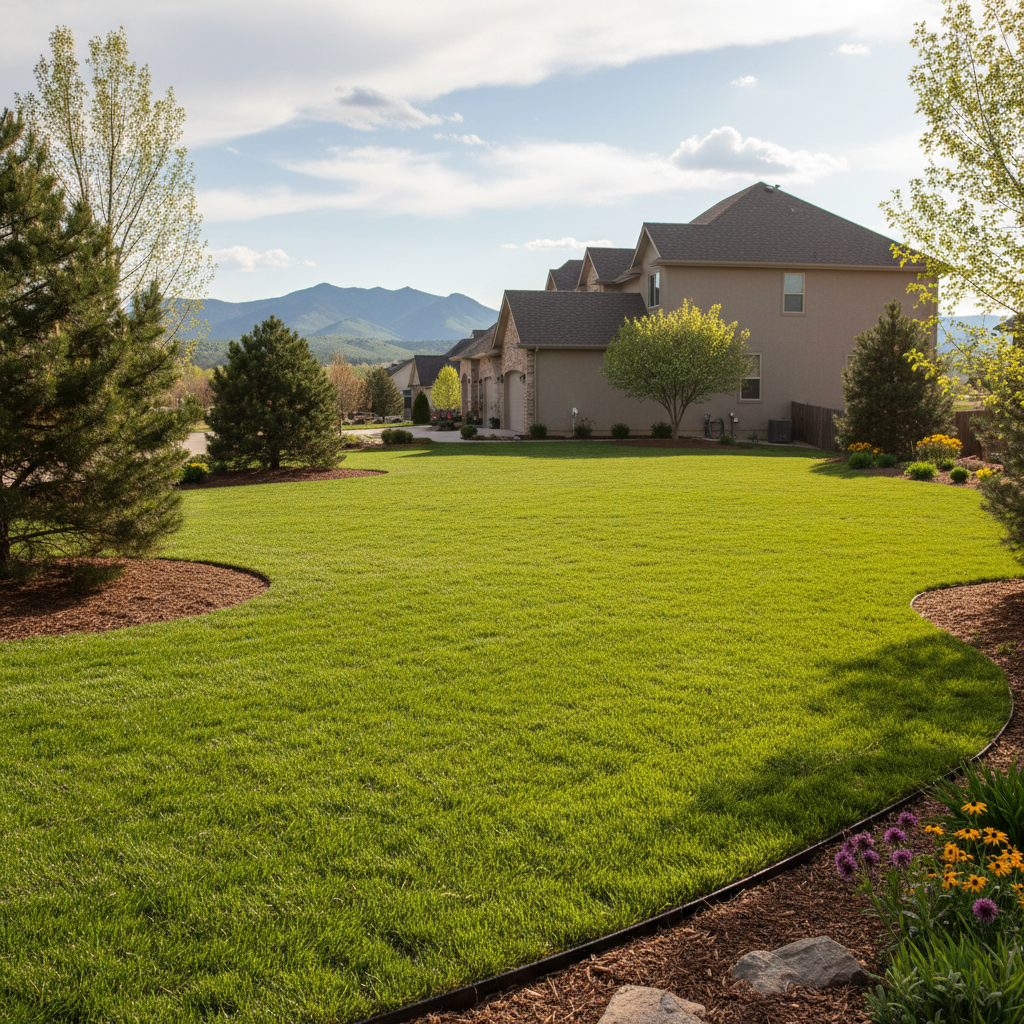 Completed sod installation work at a residential property in Rapid City, SD