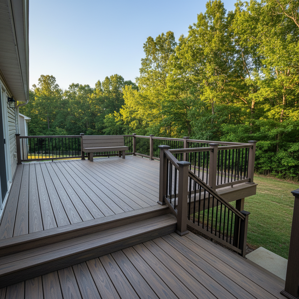 Completed composite decks work at a residential property in Rockford, TN