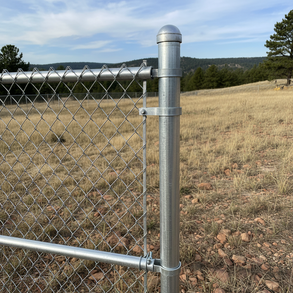 Completed chain link fence installation work at a residential property in Spearfish, SD