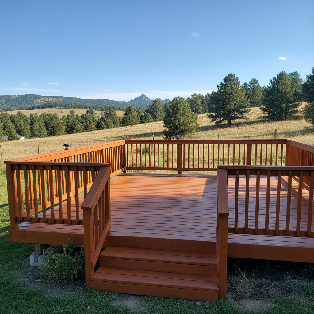 Completed deck staining work at a residential property in Rapid City, SD