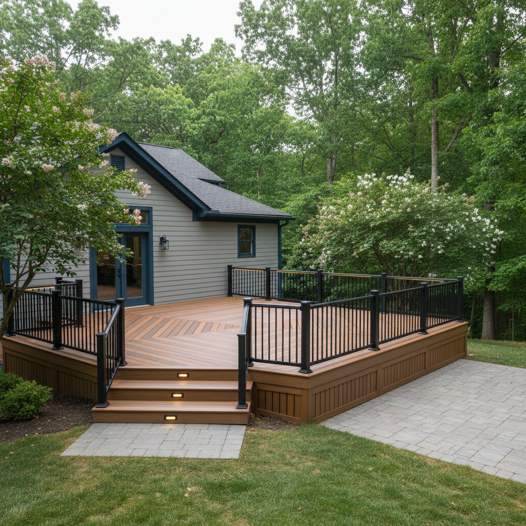 Completed trex decks work at a residential property in Rockford, TN