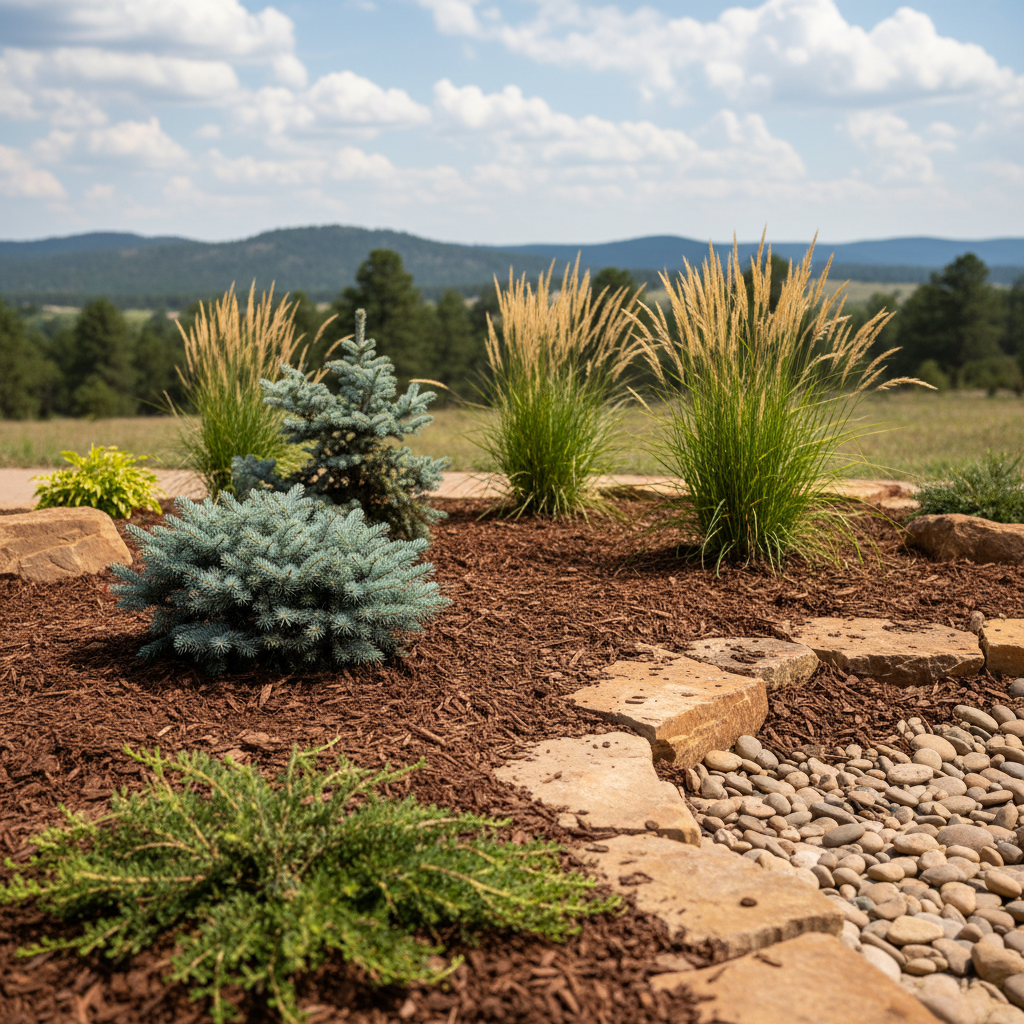 Completed planting and bed design work at a residential property in Rapid City, SD
