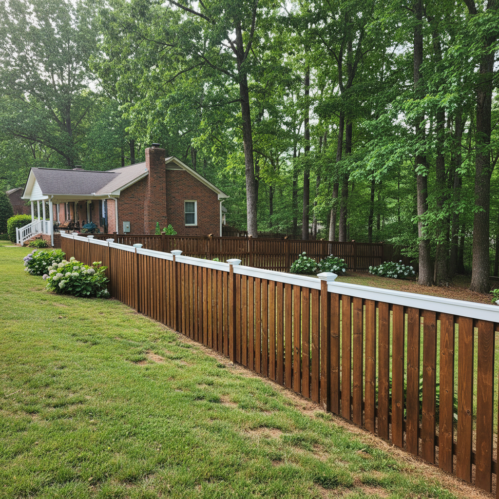 Completed fence staining and painting work at a residential property in Maryville, TN