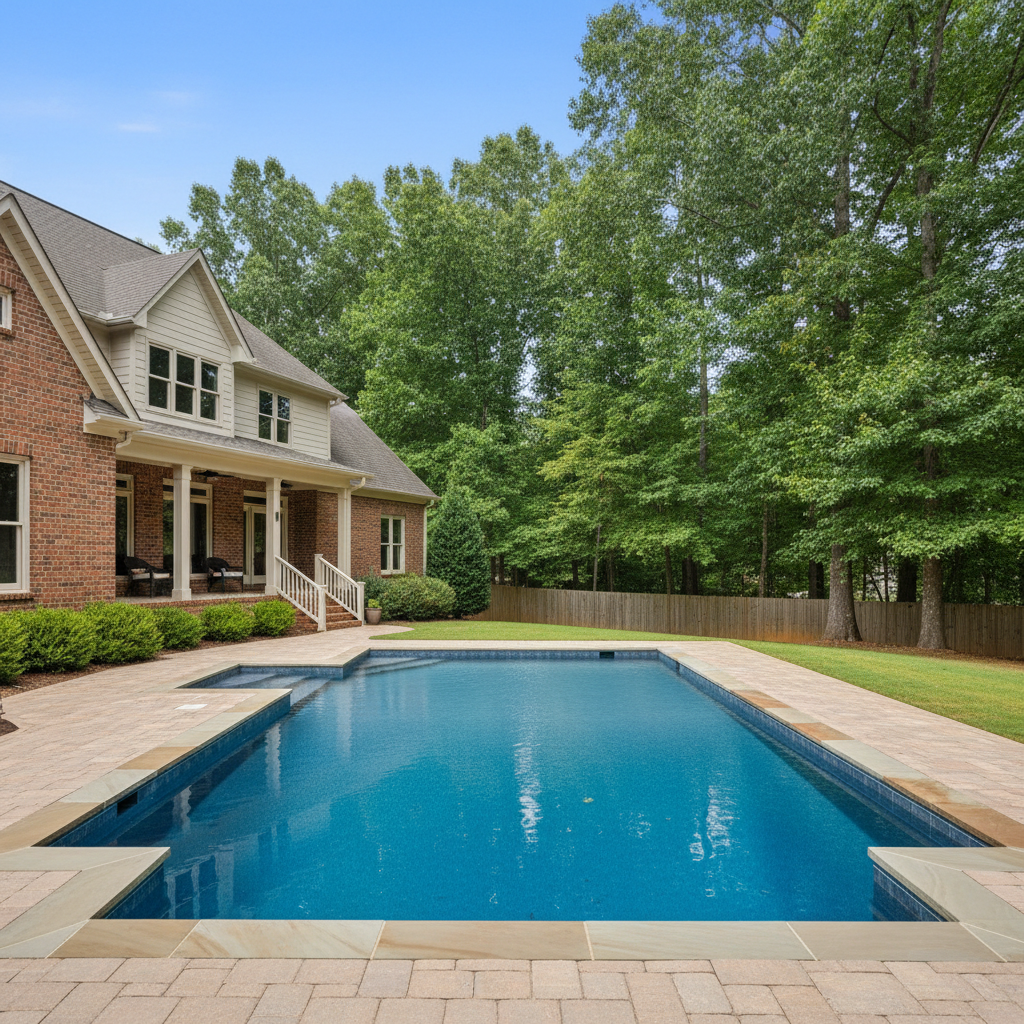Completed pool renovation services work at a residential property in Maryville, TN