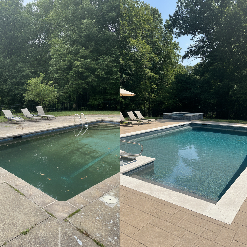 Completed pool renovation services work at a residential property in Chattanooga, TN