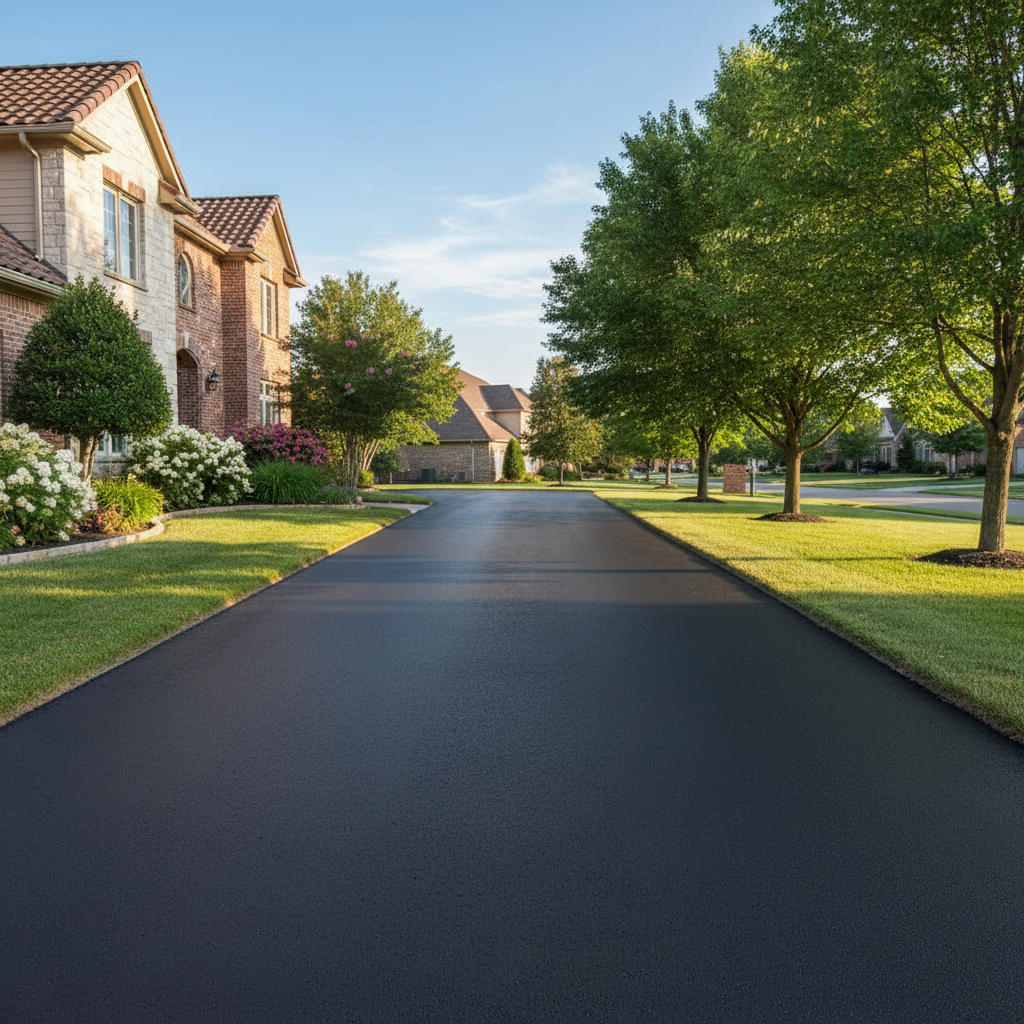 Completed asphalt sealcoating work at a residential property in Irving, TX