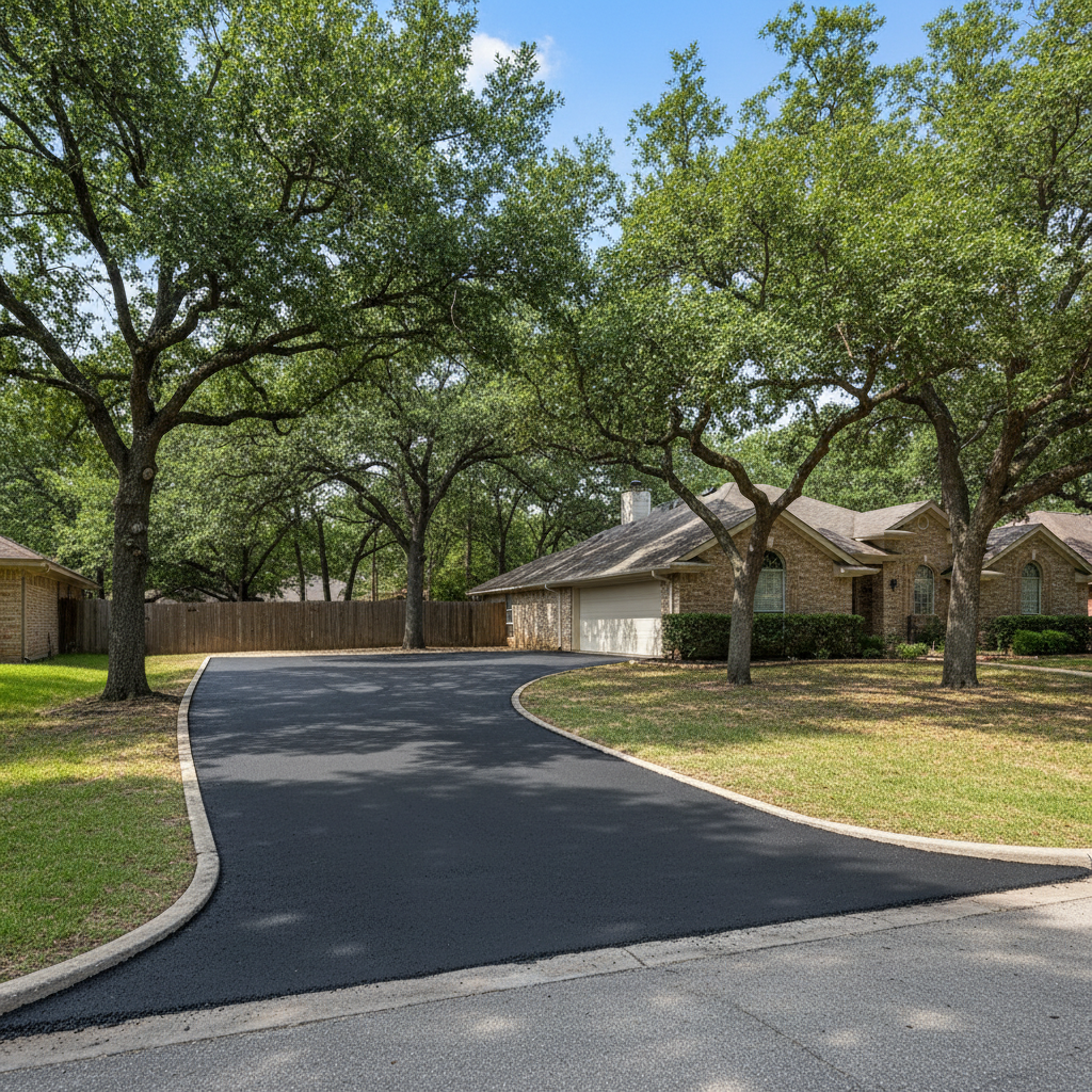 Completed driveway paving work at a residential property in Arlington, TX