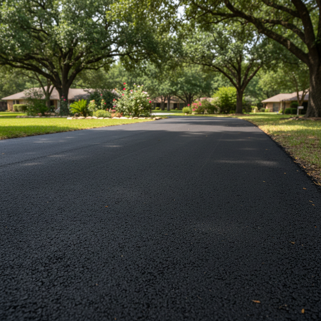 Completed residential asphalt work at a residential property in Baytown, TX