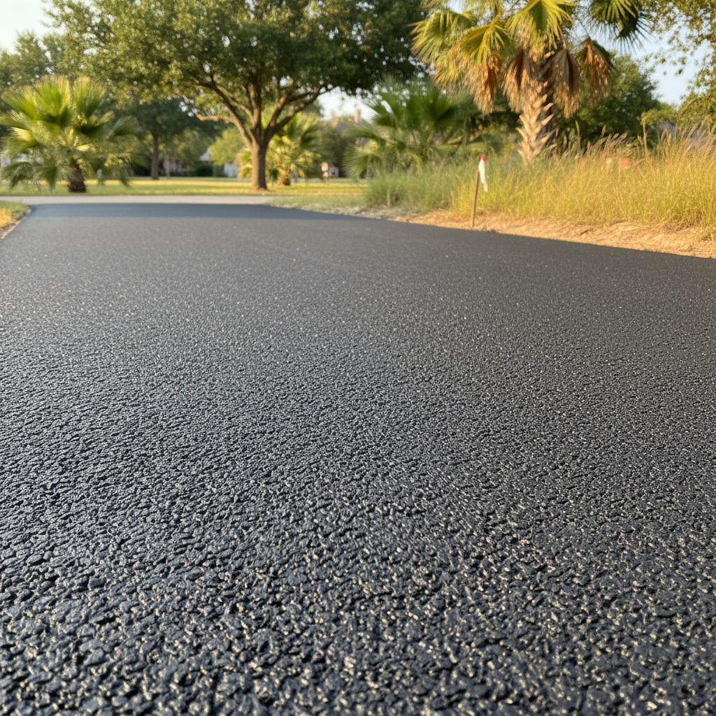Completed slurry coating work at a residential property in Rosenberg, TX