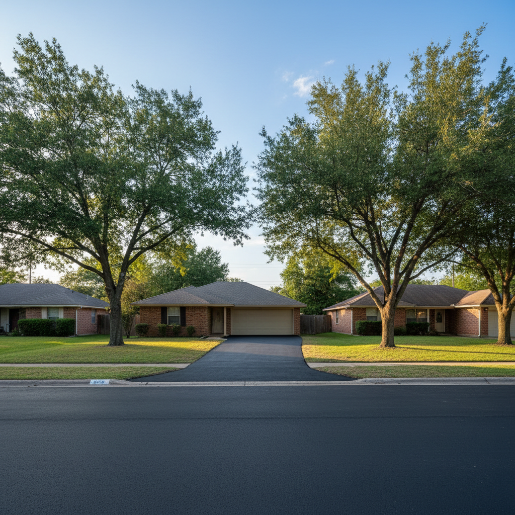 Completed asphalt paving work at a residential property in Baytown, TX