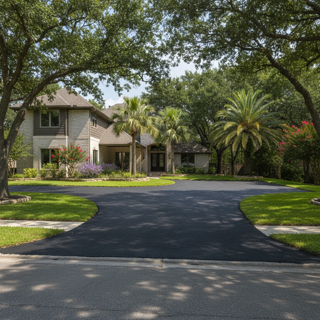 Completed commercial asphalt work at a residential property in Pearland, TX
