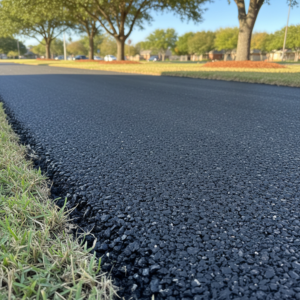 Completed residential asphalt work at a residential property in Sugar Land, TX
