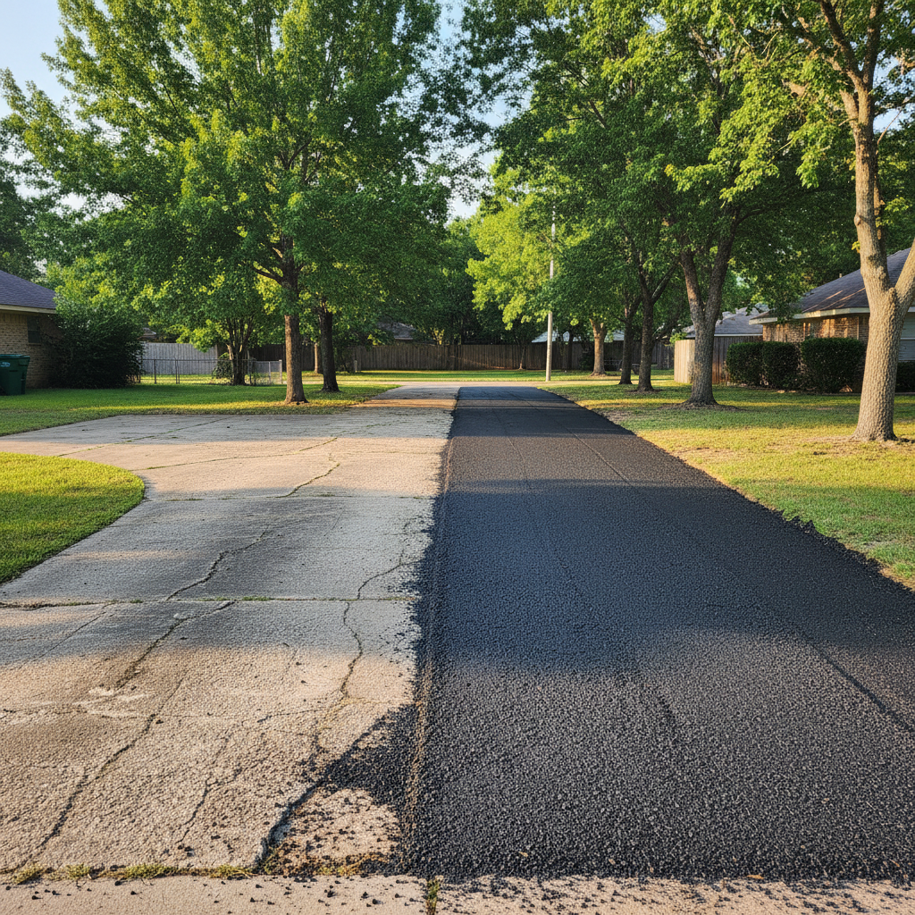 Completed asphalt milling work at a residential property in Baytown, TX