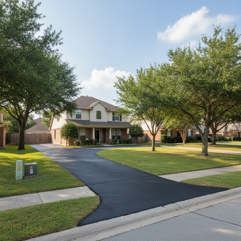 Completed residential asphalt work at a residential property in Pearland, TX