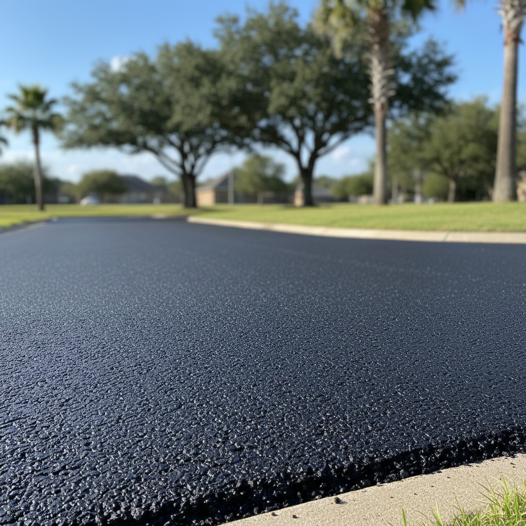 Completed residential asphalt work at a residential property in Baytown, TX