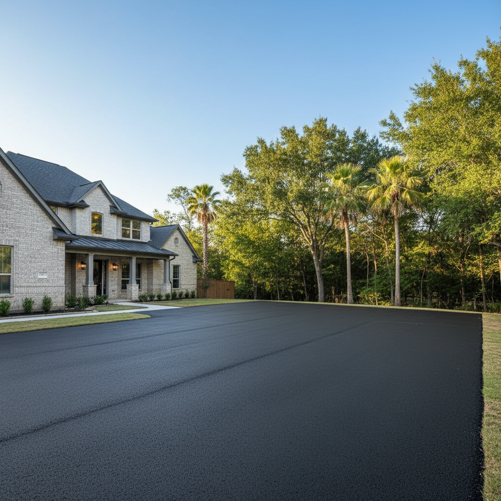 Completed commercial asphalt work at a residential property in Sugar Land, TX