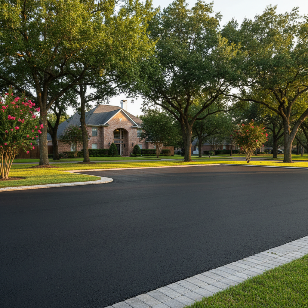 Completed commercial asphalt work at a residential property in Pearland, TX