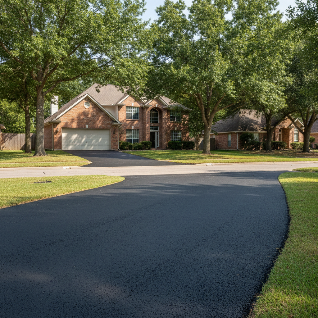 Completed asphalt paving work at a residential property in Victoria, TX