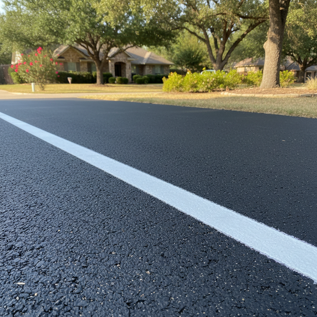 Completed asphalt striping work at a residential property in Georgetown, TX