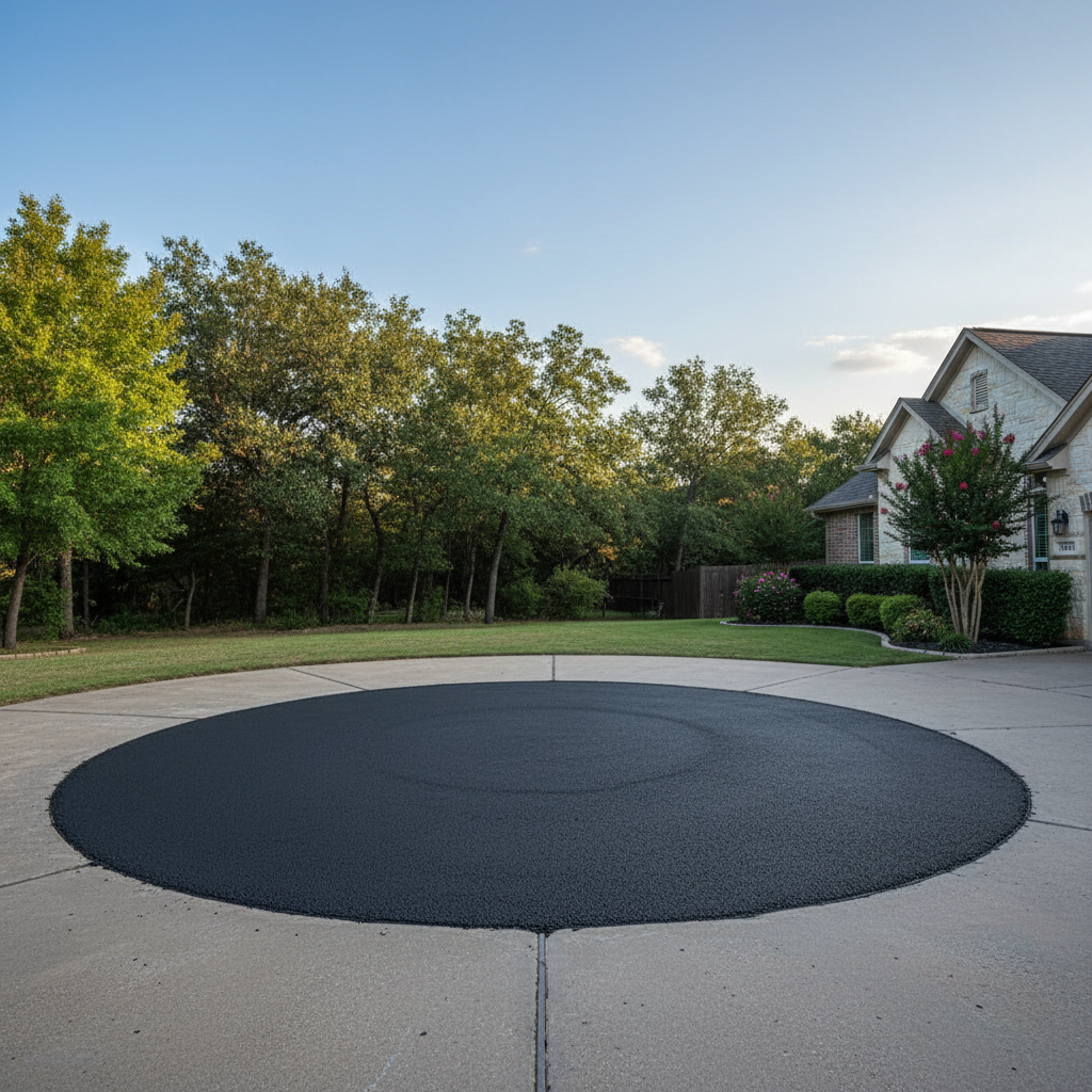 Completed asphalt patching work at a residential property in Leander, TX